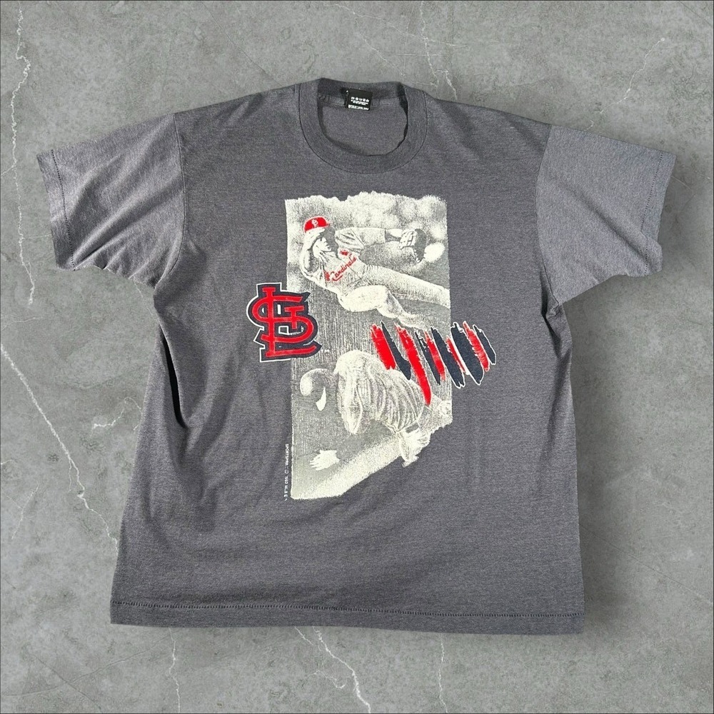 Vintage St Louis Cardinals Shirt Mens XL Grey 90s MLB Single Stitch Player Tee